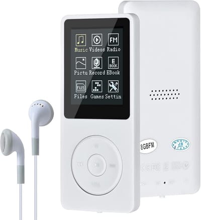Draagbare MP3 Speler met MP4 Video, FM Radio, Dictafoon en E-reader (8GB Uitbreidbaar tot 64GB)