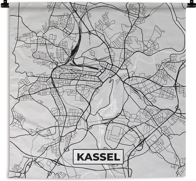 Wandkleed - Wanddoek - Plattegrond - Duitsland - Kassel - Kaart - Stadskaart - 180x180 cm - Wandtapijt