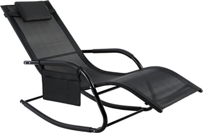 Ligstoel Deluxe - Zonnebed en Strandstoel - Zwart Ligbed voor Tuin - Comfortabele Tuinstoel