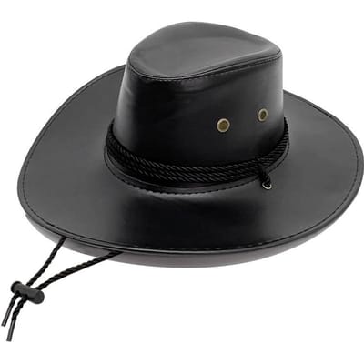 Leren Cowboyhoed Mannen Grote Hoedrand Jazz Hoed Vrouwen Buiten Zonneklep Ridderhoed M（56-58cm） black