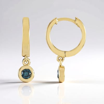 Cavill - 925 Sterling Zilver Verzilverd Oorbellen - 0,18 Ct Blauwe Diamanten I2 - Ronde Briljant Prong Zetting - 18 mm - Elegant & Stijlvol Sieraad