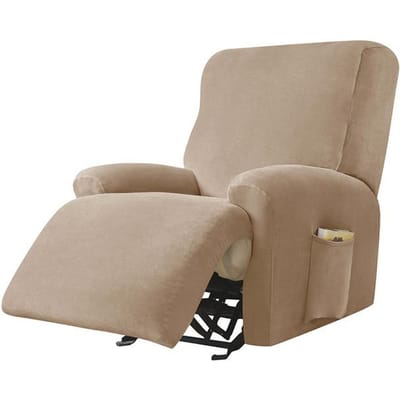 Zachte Textuur Fluweel Relaxfauteuil Bankhoes Spandex Stretch Huisdecoratie Enkele Bank Beschermhoezen Zak Meubelbeschermer Effen Kleur Materiaal kameel