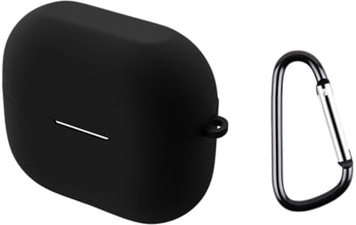 Telestore - hoesje geschikt voor Samsung Galaxy Buds 3 / 3 Pro soft case cover - zwart - TPU hoesje Beschermhoes - Samsung Galaxy Buds 3 / 3 Pro Cover hoesje - Geschikt voor Buds 3 / 3 Pro - gel hoesje met sleutelhanger
