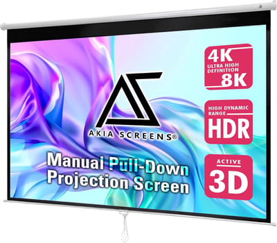 Projectiescherm Handmatig - Scherm Pull Down - Thuisbioscoop Film - Automatische Vergrendeling - 100 inch 16:10 - Wit