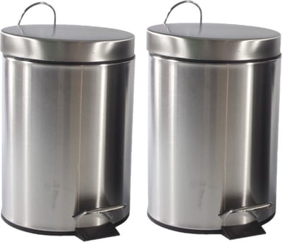 Pedaalemmer/prullenbak - 2x - zilverkleurig - 3 liter - RVS - 21 x 30 cm - keuken/toilet/badkamer
