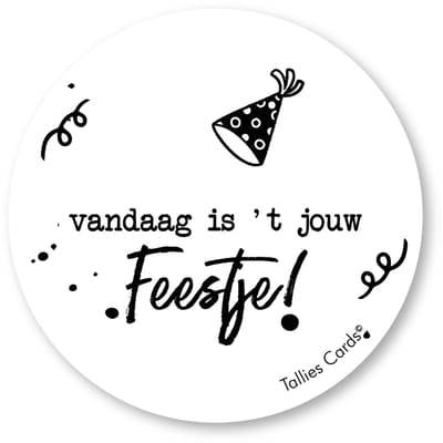 Tallies Cards - kadokaartjes  - bloemenkaartjes - Vandaag is het jouw feestje - Black&White - set van 5 kaarten - verjaardagskaart - verjaardag - felicitatie - proficiat - 100% Duurzaam