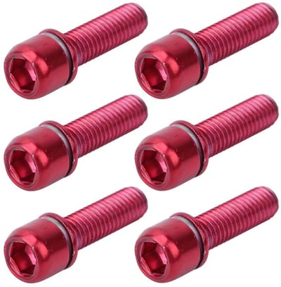 Allecto - Fiets Stuurpen Zeskantbouten - M5x18mm - Sterk en stabiel - Rood - Aluminium schroeven - Geschikt voor racefiets en mountainbike - 6 stuks