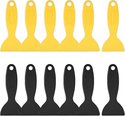 Dailygoods- Spatula Set - 12-Delige Plastic Spatel - Flexibele Deegschraper - Bubble Blade Verwijdering - Zwart/Gele Kleur - 13,5 x 6 x 0,5 cm - Schraper
