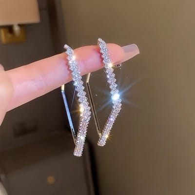 1 Paar Stijlvolle Geometrische Strass Oorbellen, Sprankelende High-End Oorbellen, Veelzijdige Oorbellen Voor Banketten En Woon-Werkverkeer