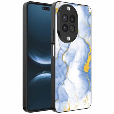 Geschikt voor Huawei Nova 14 Pro Telefoonhoesje met Lichtblauw Goud Marmer Opdruk - TPU Backcover Case Lightblue Gold Marble Design - Smartphonica geschikt voor Huawei Nova 14 Pro