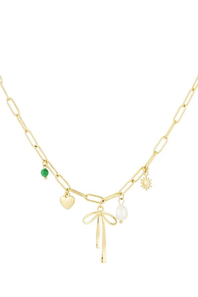 Bedelketting Bow & Beyond - Goudkleurig - Sieraden voor vrouwen - Ketting Dames - Cadeau