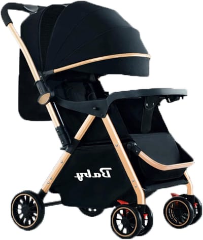 Kinderwagen Lichtgewicht - Buggy Reiswieg - Veilig Vervoer Baby - Vierwielvering - 102*67*43cm - Zwart