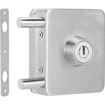 Loquet de serrure de porte carrée simple en verre Acier inoxydable Fer Serrure de sécurité de bureau Sans perçage white