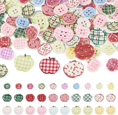 100 Stuks Leuke Appelvormige Naaiknoppen met 4 Gaten voor Kostuums, Vesten en Ambachten - Ideaal voor Breien en Sieraden Maken