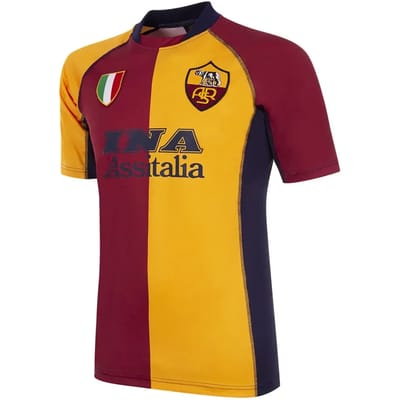 COPA Football - AS Roma 2001 - 02 - Retro Voetbalshirt - Heren - XS - Rood; Oranje