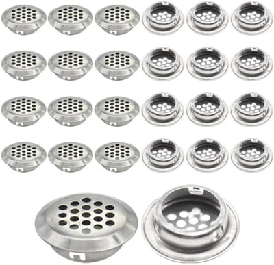 30-pack - 25 mm ronde soffit-ventilatierooster - roestvrijstalen ventilatieroosters voor kasten