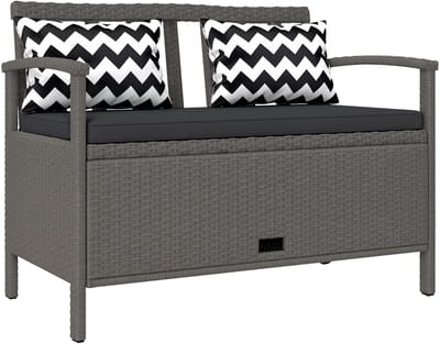 Outsunny Rattan Opbergbank - Staal - 112x62x82cm - Grijs