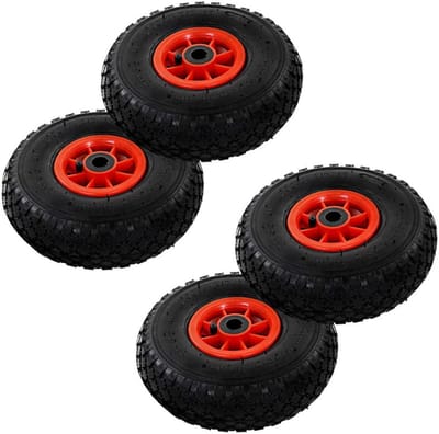 Set van 4 Universele Steekwagen Wielen Rubber Luchtbanden Kruiwagen Onderdelen