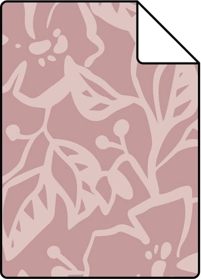 Proefstaal ESTAhome behang bladeren en bloemen oudroze - 26.5 x 21 cm - 131377-S