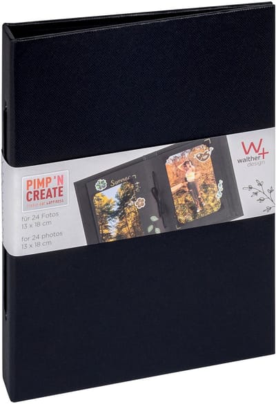 Fotoalbum Walther Design Mini 24 Fotos 13x18cm vertikal schwarz