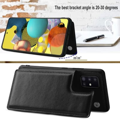 ShieldCase Hoesje geschikt voor Samsung Galaxy a51 bookcase - Lederen Walletcase met pasjeshouder - Opvouwbaar - Telefoonstandaard - geschikt voor meerdere pasjes - zwart