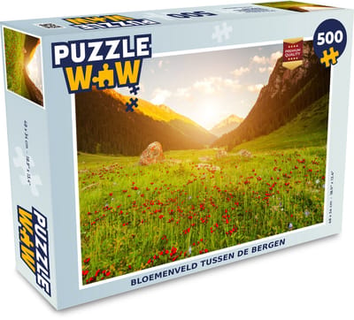 Puzzel Bloemen - Berg - Zon - Legpuzzel - Puzzel 500 stukjes