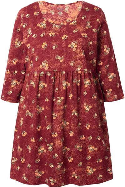 Ulla Popken - Dames - Longshirt stippen A-Lijn ronde hals 3/4-mouwen - Amber - Maat 46+