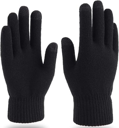 longziming - Strickhandschuhe - Touchscreenfunctie - Geleidende Vingertoppen Voor Gemakkelijk Smartphonegebruik - 1 Stuks - Unisex Voor Winter En Buitenactiviteiten - Zwart