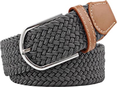 Fako Fashion - Elastische Gevlochten Riem - Damesriem - Herenriem - Canvas - Elastisch - Gevlochten - 105cm - 33mm - Donkergrijs