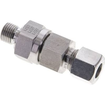 10L (M16x1.5) & G1/4'' Regeling-In RVS Terugslagklep Snijring Buitendraad 0.2-250 bar ISO 8434-1