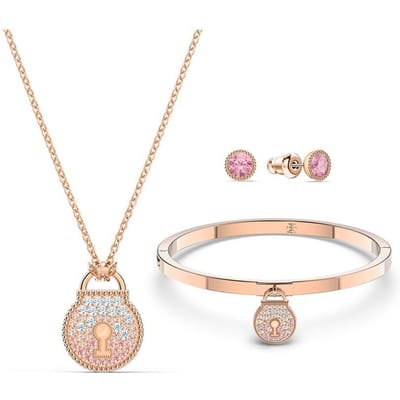Swarovski Togetherness Ketting Armband Oorbellen Set Dames Sieraden Rosé-Goud 5568030 Box (Random Color) beige
