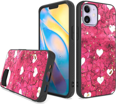 LuxeBass Siliconen hoesje met print geschikt voor Apple iPhone 12 - Marmer Hearts - telefoonhoes - gsm hoes - telefoonhoesje