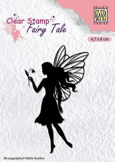 FTCS007 stempel Nellie Snellen - Clearstamp silhouette - Fairy serie - fee met bloem lelie