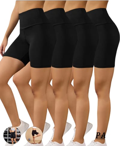 Livano Biker Short Dames - Korte Legging - Lange Onderbroek - Bikershort - Met Pijpjes - 4 Pcs - Zwart - Maat XS