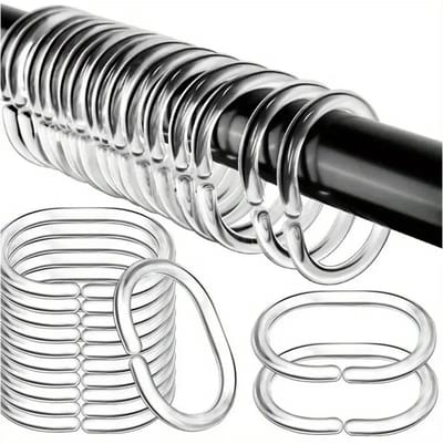 FSW-Products – 12x Gordijnringen Transparant – Ø4.6x2.9 cm – Buigbaar Kunststof – Voor Gordijnen & Douchegordijnen