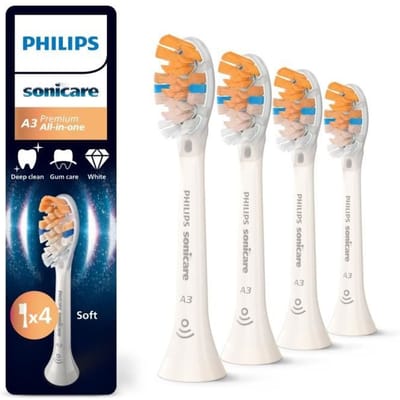 Philips Sonicare Premium All-in-One A3 – Opzetborstels voor Elektrische Tandenborstel – Wit – Verpakking van 4 - HX9094/87