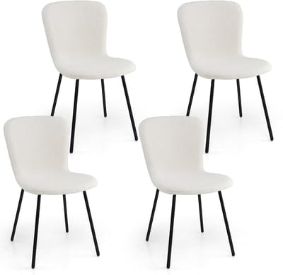 COSTWAY Set van 4 eetkamerstoelen, gestoffeerde keukenstoelen met rugleuning, gestoffeerde stoelen zonder mouwen, zithoogte 49 cm, modern, stoel voor keuken, eetkamer, restaurant, metalen frame