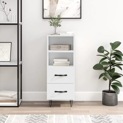 vidaXL - Dressoir - 34,5x34x90 - cm - bewerkt - hout - hoogglans - wit