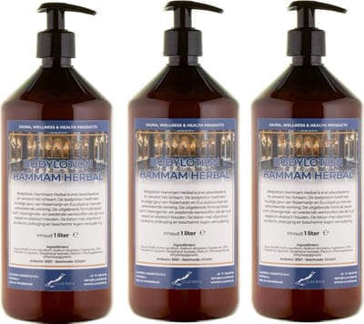 Bodylotion Hammam Herbal 1 Liter - met gratis pomp - set van 3 stuks