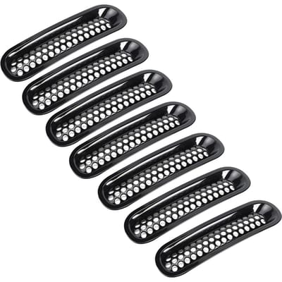 7 pièces Grille Mesh Noire Pare-chocs Avant de Voiture Convient pour Wrangler JK 2007 2015 gray
