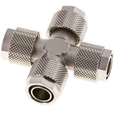 12x10 Vernikkeld Messing Kruis-Opsteekkoppeling