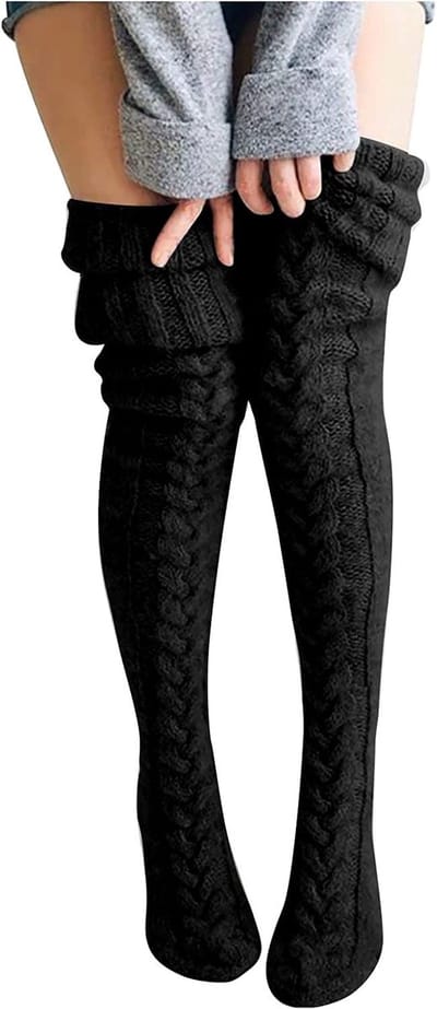 Dailygoody - Extra lange overknee-sokken - Warme wintersokken - Grof gebreide sokken - 7 kleuren - Kousen - Geschikt voor meisjes - Gebreide hoge knie...