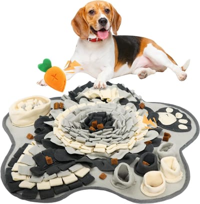 Famanu – Snuffeltapijt voor honden en katten - bloemenvorm - wasbare trainingsmat voor kleine en middelgrote huisdieren met wortelspeelgoed