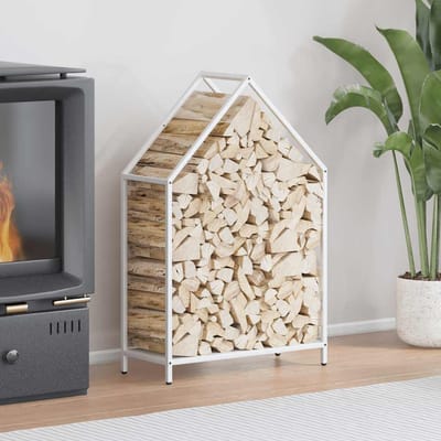 vidaXL - Brandhoutrek - 60x25x90 - cm - koudgewalst - staal - wit