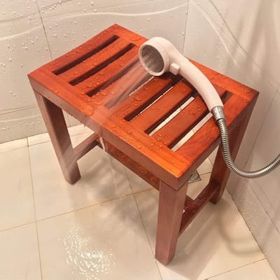 Badkamerkruk - Douchebank Hout - Veilig Douchen - Hoge Draagkracht - Max 250 kg - Houtkleur