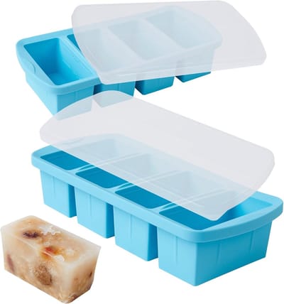 Vriesdozen met deksel, set van 2 – grote ijsblokjesvorm – geeft 8 perfecte porties van 1 kopje, soepblokjes, meal-prep-bakjes, oven- en vaatwasmachinebestendig