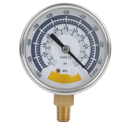 Dailygoods- Vacuümmanometer 0-14 Psi - Drukmeter - Roestvrij Staal - Precisie Instrument - Duurzaam - Hoogwaardige Behuizing