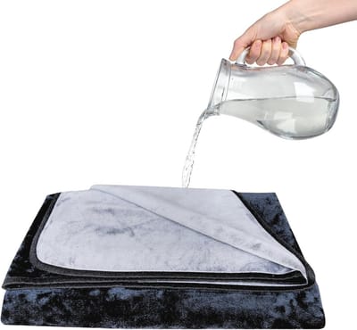 Omkeerbare Waterdichte Fleece Deken - Superzacht, Queensize 152 x 203 cm, Zwart en Grijs