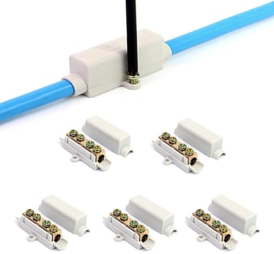 Hoogwaardige Messing Draadconnectoren met Dubbele Schroeven, 5 Stuks, Voor 2.5 tot 16 mm² Draad, 1000 V, 100 A, Ideaal voor Elektrische Verbindingen en Terminal Blokken