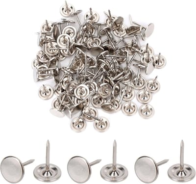 200x Zware Duimnagels Zilver - Platte Punaise voor Prikborden en Ophangen